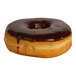 A ring-shaped donut topped with chocolate icing.