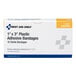 A box of First Aid Only 1" x 3" plastic adhesive bandages containing 16 sterile bandages.