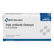A box of First Aid Only triple antibiotic ointment packets, containing 12 packets of 0.5 grams each.