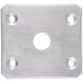 A stainless steel metal plate with holes.