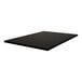 A rectangular black melamine table top with matching edge, measuring 30 by 42 inches and 1 inch thick.
