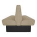 A double-sided booth seat with fawn-colored upholstery and a black base, featuring a 36-inch high backrest.