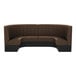 A brown, half-circle booth with a high back and black base, designed for cafe or restaurant seating.