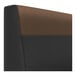 A two-tone upholstered booth backrest with a brown top section and black lower section, designed for cafe seating.