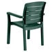 A case of 12 green Grosfillex Acadia stacking armchairs.