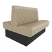 A beige diamond-tufted double back booth with a black base, designed for seating in commercial spaces.