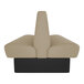 A beige double back booth seat with a black base and high backrests.