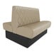 A 60-inch long double back booth with diamond tufted fawn upholstery and a 36-inch high backrest.