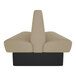 A double-sided booth seat with fawn-colored upholstery and a black base.
