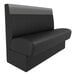 A black and graphite upholstered single back booth with a 36-inch high backrest and a 48-inch long seat.