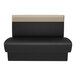 A black and fawn upholstered single back booth with a 42-inch high backrest.