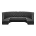 A graphite-colored, diamond-tufted, half-circle booth with a high back and modern design.
