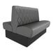 A graphite-colored double back booth with diamond tufted upholstery and a 36-inch high backrest.