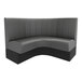 A graphite-colored, three-quarter circle booth with channel stitching and a high back, designed for seating in commercial or dining spaces.