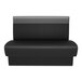 A black and graphite upholstered single back booth with a 42-inch high backrest and a 48-inch long seat.