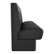 A black upholstered single back booth seat with a high backrest and a wide cushioned seat.