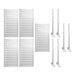 A white privacy fence kit featuring five fence panels and six fence posts.