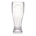 A clear plastic pilsner glass featuring an embossed FIFA World Cup trophy design.