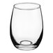 A clear, stemless wine tasting glass with a rounded shape and a 5.5 oz. capacity.
