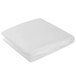 A folded white vinyl waterproof mattress protector in California King size.