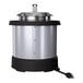A stainless steel 4-quart induction rethermalizer with a black base and an attached power cord.