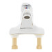 A T&S white single lever faucet with a red and blue knob.