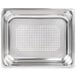 A Vollrath stainless steel 1/2 size steam table pan with holes in it.