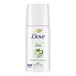 A 1.1 oz bottle of Dove aluminum-free cucumber and green tea deodorant spray.