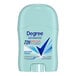 A small 0.5 oz stick of Degree Advanced Shower Clean antiperspirant deodorant.