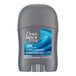 A small 0.5 oz stick of Dove Men+Care Clean Comfort antiperspirant deodorant.