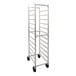 A heavy-duty aluminum mobile rack designed to hold 10 full-size steam table pans.