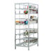 A full-size aluminum stationary can rack designed for FIFO storage of #10 cans.