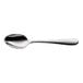 A stainless steel teaspoon with a textured handle.