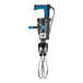 A heavy-duty electric immersion blender with a 10-inch whisk attachment and a blue and black handle.