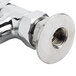 A chrome T&S deck mount faucet with a metal pipe connection.