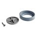A grey rubber ring and screw set.