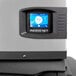 A Manitowoc Indigo NXT iP0450 air-cooled full dice cube ice machine with a digital control panel and storage bin.