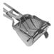 A heavy-duty stainless steel potato ricer with perforated sides and a long handle.
