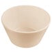 A tan melamine bowl on a white background.