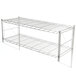 A chrome Metro Erecta wall shelf with two shelves on it.