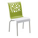 Grosfillex US835152 Tempo Stacking Resin Chair with Fern Green Back and White Seat - 4/Pack