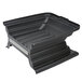 A black rectangular Rubbermaid hinged dome lid with a handle.