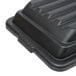 A black Rubbermaid hinged dome lid on a table.
