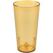 A yellow plastic Carlisle tumbler with a lid and straw.