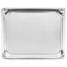 A close-up of a Vollrath stainless steel steam table pan with a silver handle.