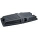 A black plastic Rubbermaid lid with a hinged dome for a tilt truck.