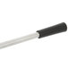 A metal T&S waste drain valve with a black and silver lever handle.