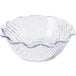 A clear glass Carlisle tulip berry dish with a wavy edge.
