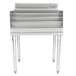 A white metal Eagle Group underbar liquor display with four shelves.
