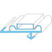 A blue and white rectangle with a blue line drawing of a magnetic door gasket.